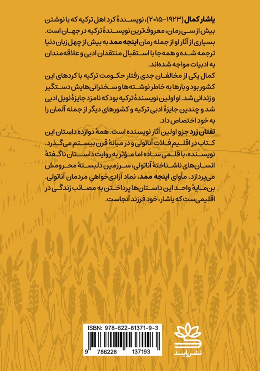 پشت جلد کتاب تفتان زرد