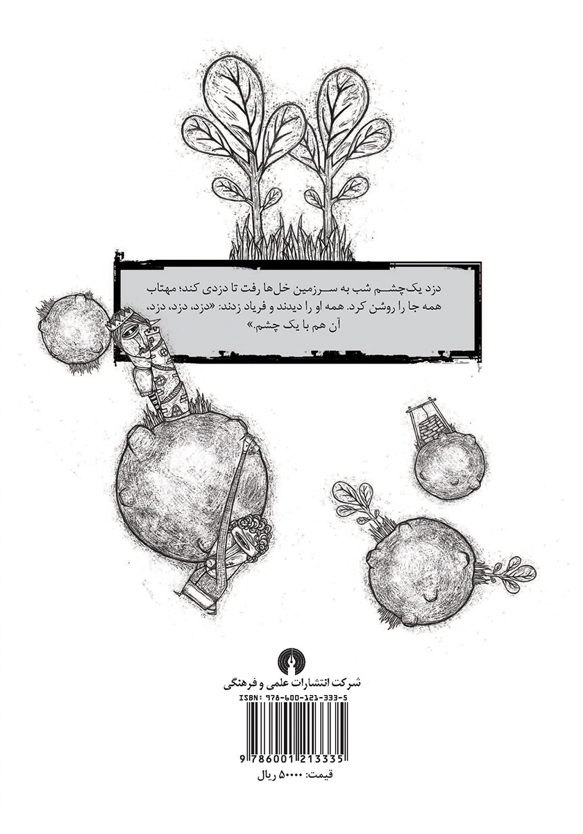 پشت جلد کتاب سرزمین دزدهای یک چشم
