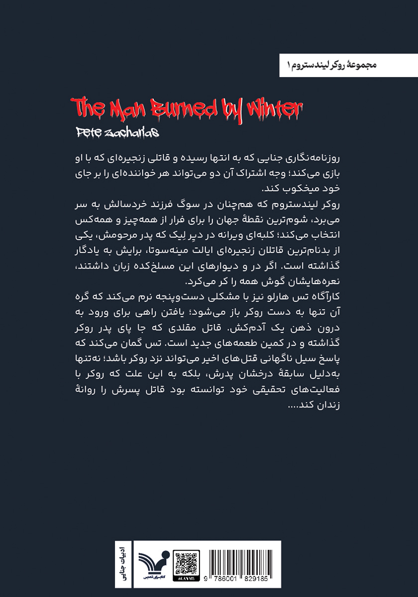 پشت جلد کتاب مردی سوخته در زمستان