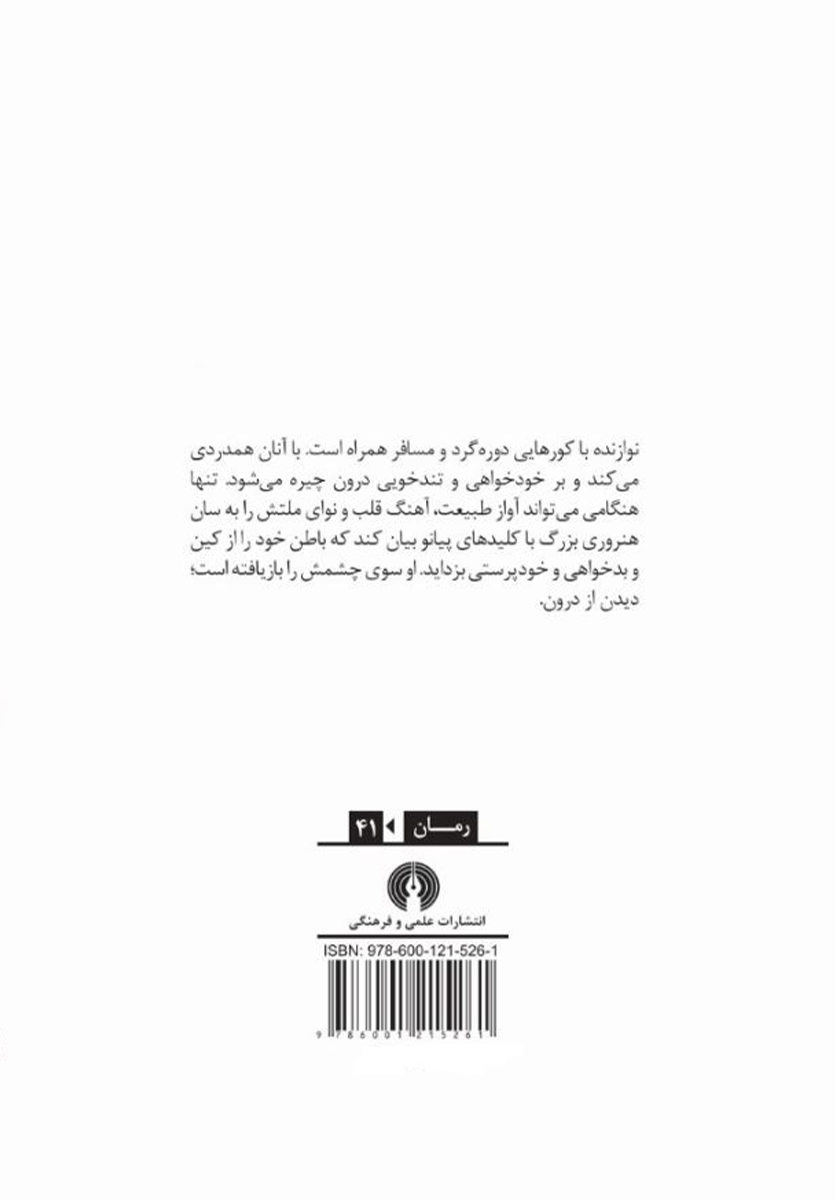 پشت جلد کتاب نوازنده نابینا