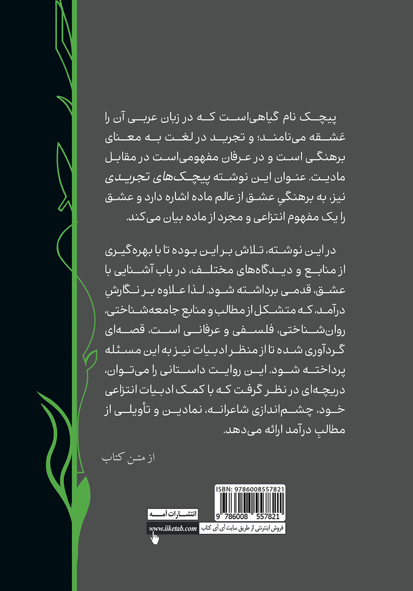پشت جلد کتاب پیچکهای تجریدی