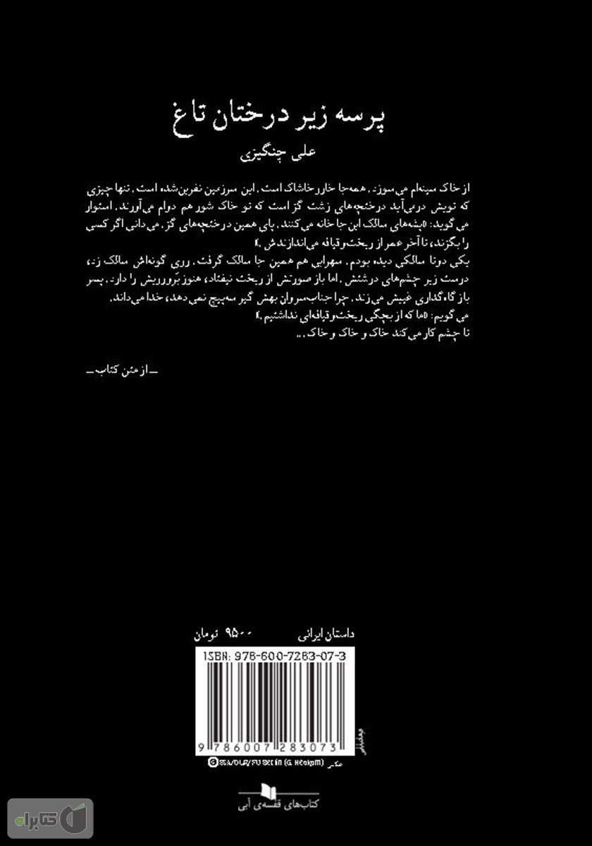 پشت جلد کتاب کتاب پرسه زیر درختان تاغ