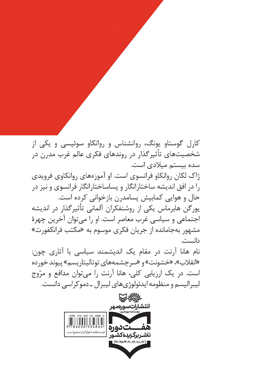 پشت جلد کتاب لکان، آرنت، هابرماس و یونگ در نگاهی کوتاه