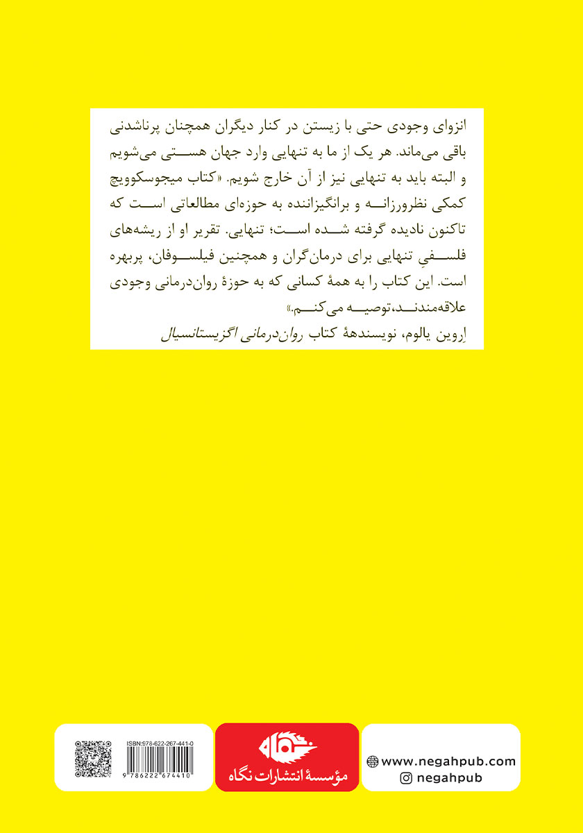 پشت جلد کتاب کتاب تنهایی در فلسفه، روانشناسی و ادبیات