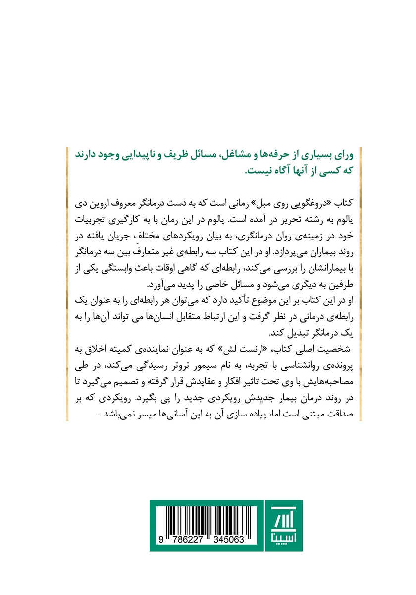 پشت جلد کتاب دروغگویی روی مبل
