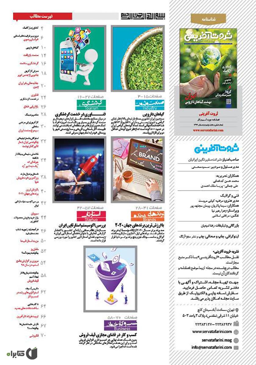 پشت جلد فصلنامه ثروت آفرینی - شماره 6 و 7