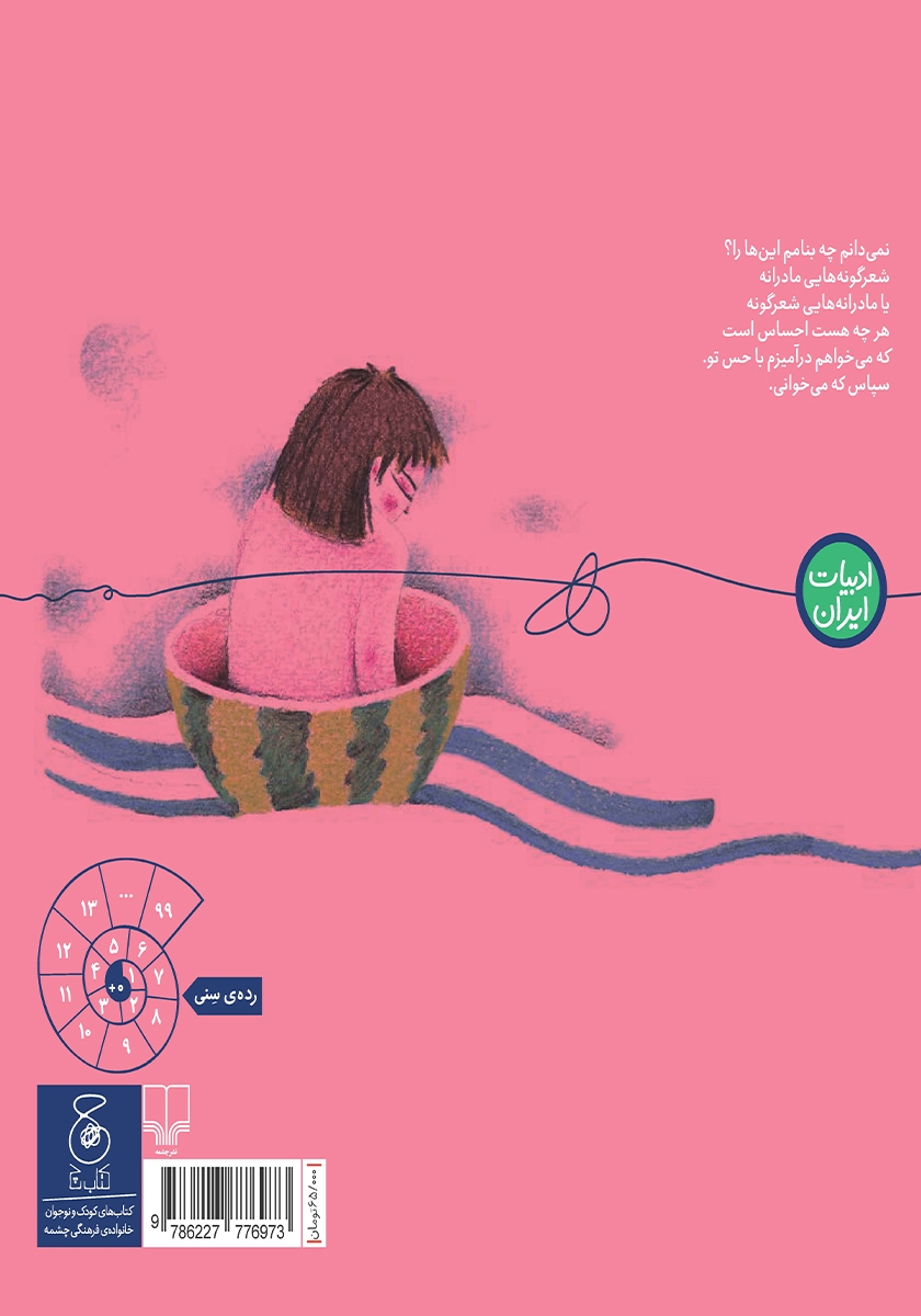 پشت جلد کتاب پرنیان و آب