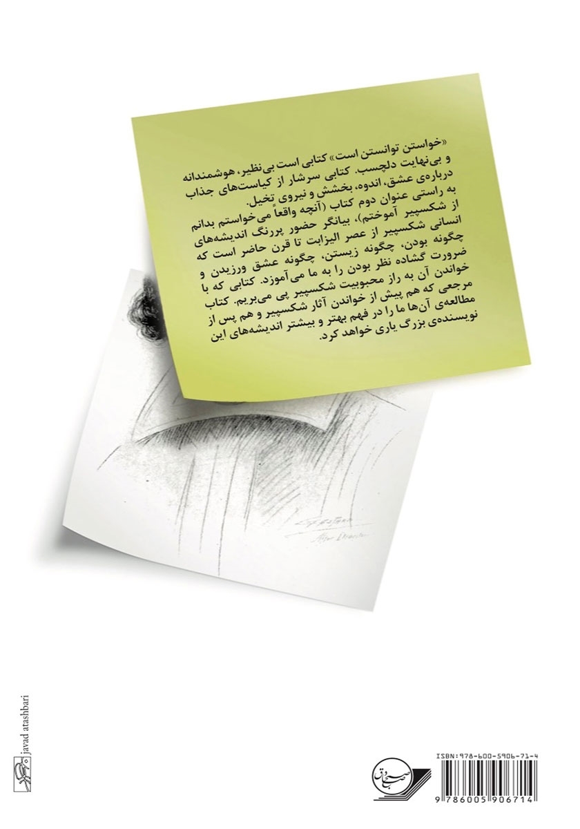 پشت جلد کتاب خواستن توانستن است یا آنچه واقعا میخواستم بدانم از شکسپیر آموختم