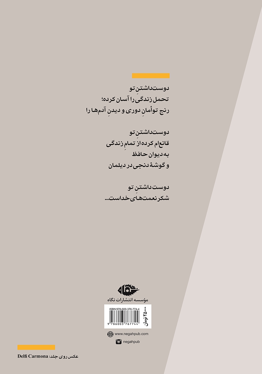 پشت جلد کتاب بیتفاوتی در نور زرد