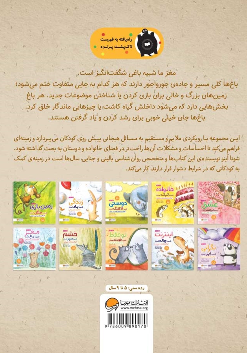 پشت جلد کتاب کتاب مغز شبیه باغ است