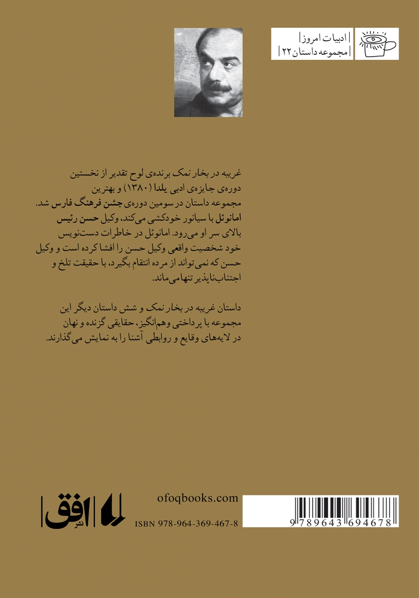 پشت جلد کتاب غریبه در بخار نمک