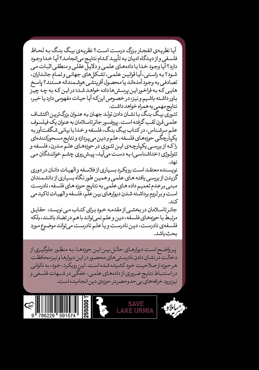 پشت جلد کتاب بیگ بنگ، فلسفه و خدا