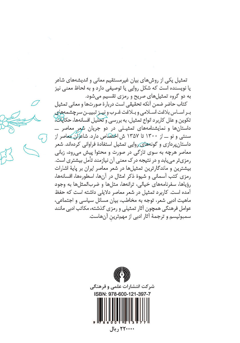پشت جلد کتاب آینه معنی