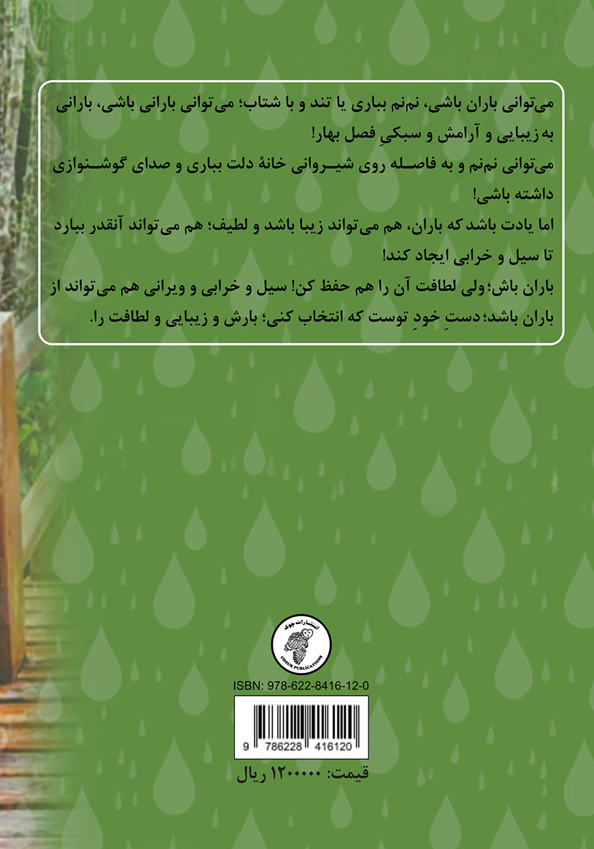 پشت جلد کتاب کتاب بوسه بر باران