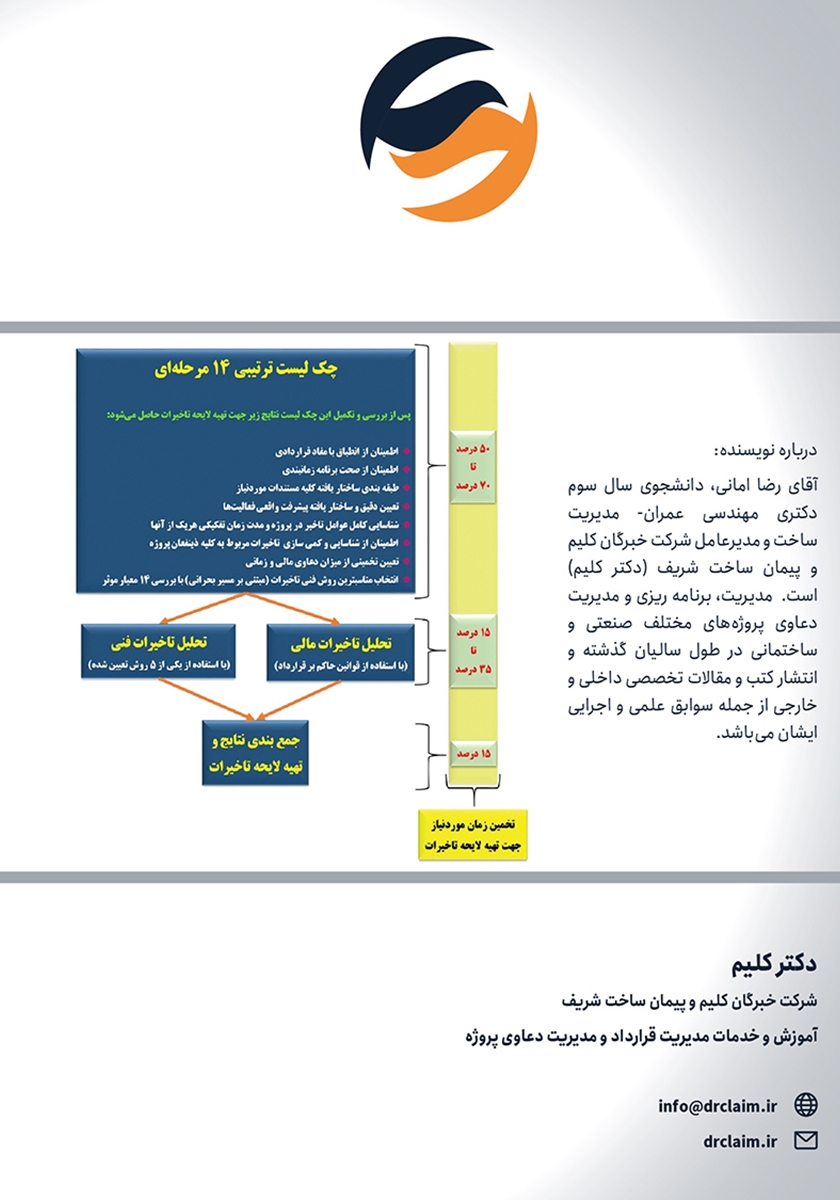 پشت جلد کتاب کتاب فرآیند یکپارچه تهیه لایحه تاخیرات