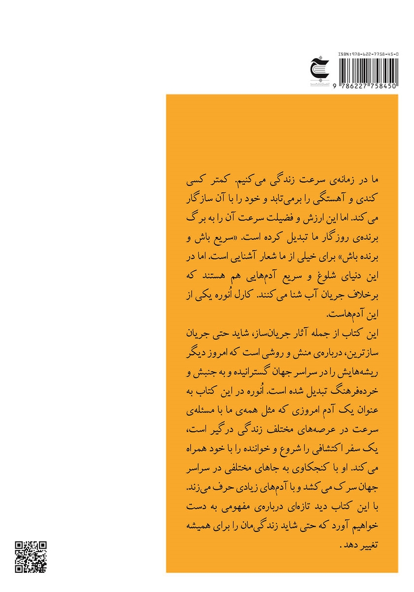 پشت جلد کتاب جنبش آهستگی