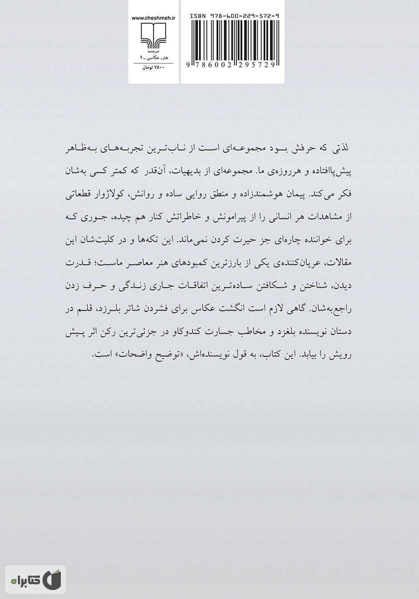 پشت جلد کتاب لذتی که حرفش بود: شش تک نگاری درباره‌ی دیدن و زیستن