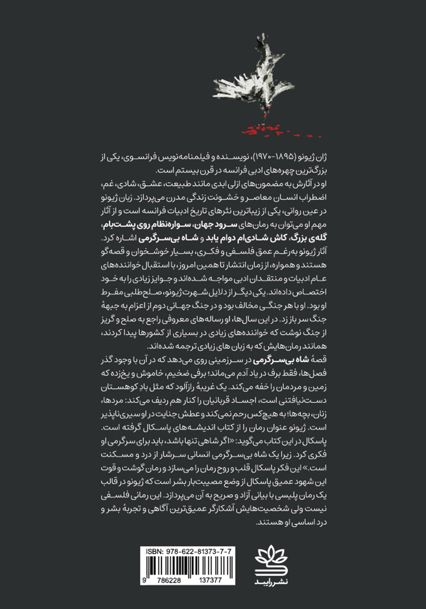 پشت جلد کتاب شاه بی‌سرگرمی