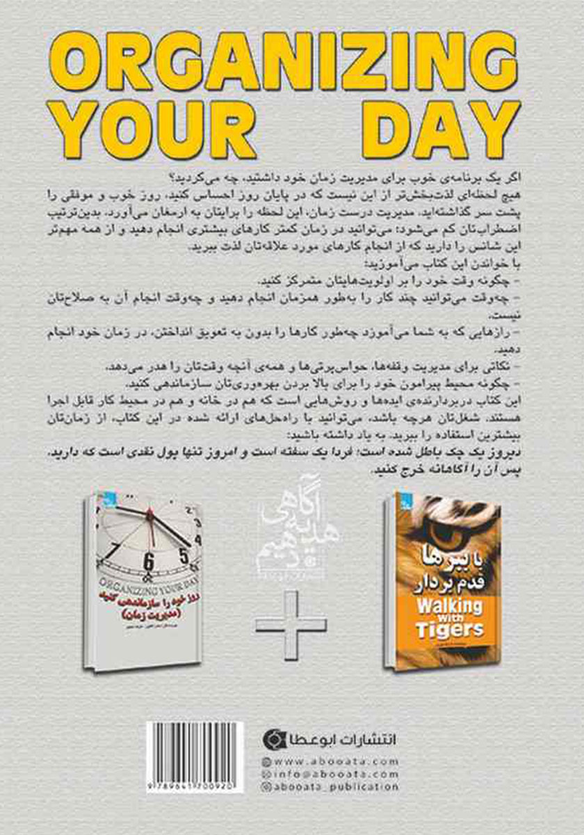 پشت جلد کتاب روز خود را سازماندهی کنید (مدیریت زمان)