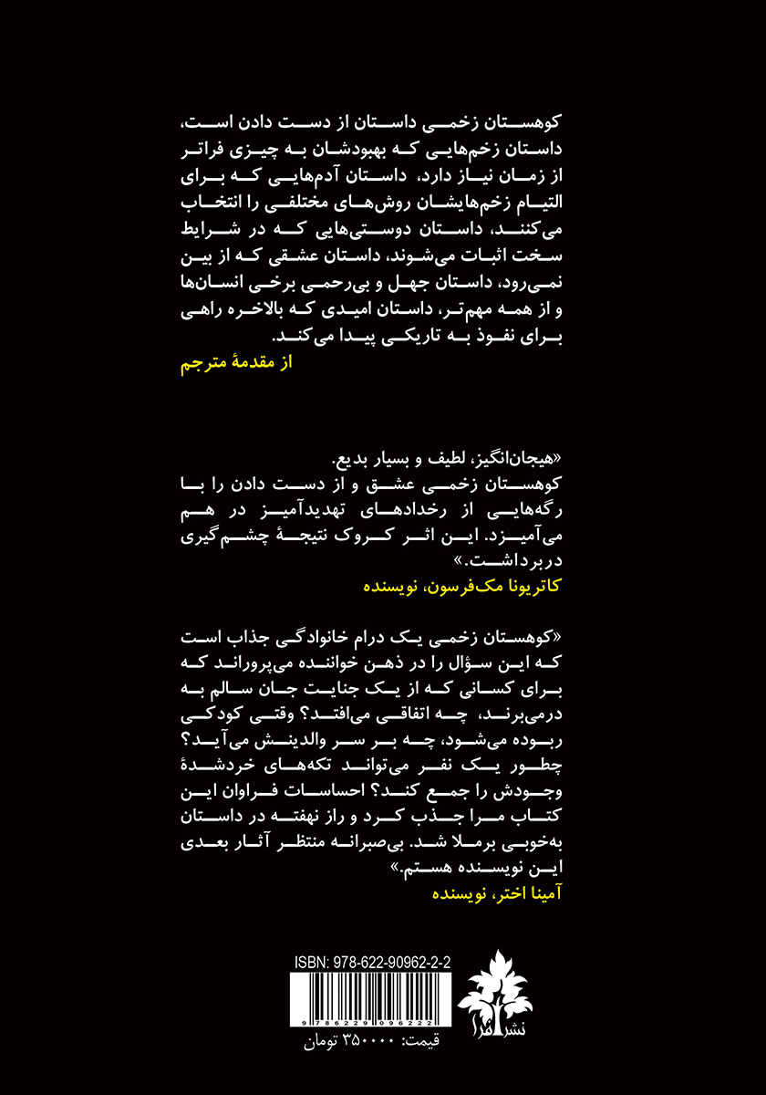 پشت جلد کتاب کوهستان زخمی