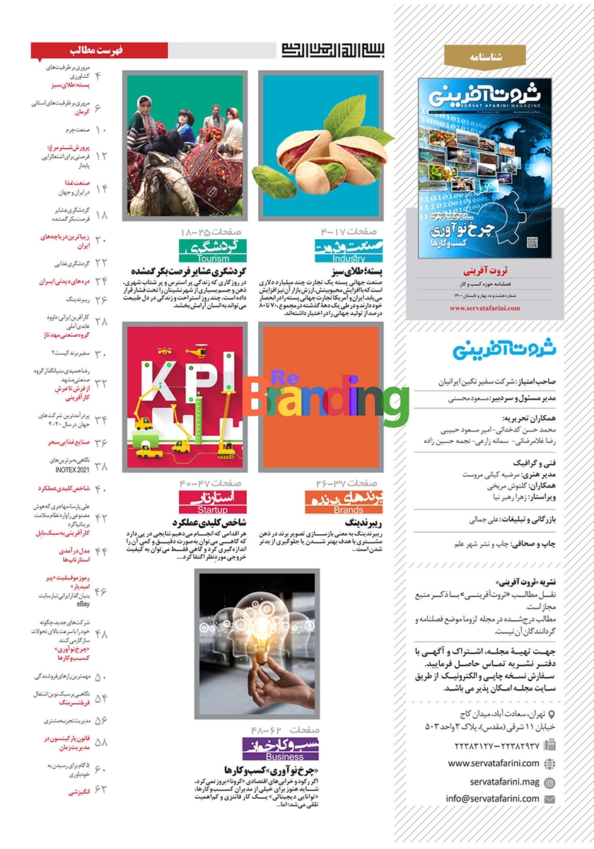 پشت جلد کتاب فصلنامه ثروت آفرینی - شماره 8 و 9