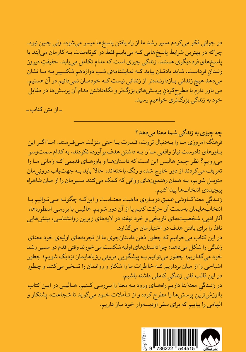 پشت جلد کتاب زندگی معنا