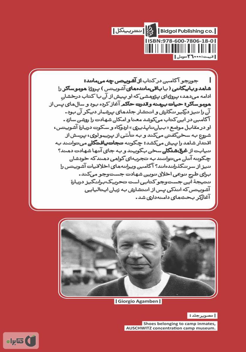 پشت جلد کتاب باقی ماندههای آشویتس: شاهد و بایگانی