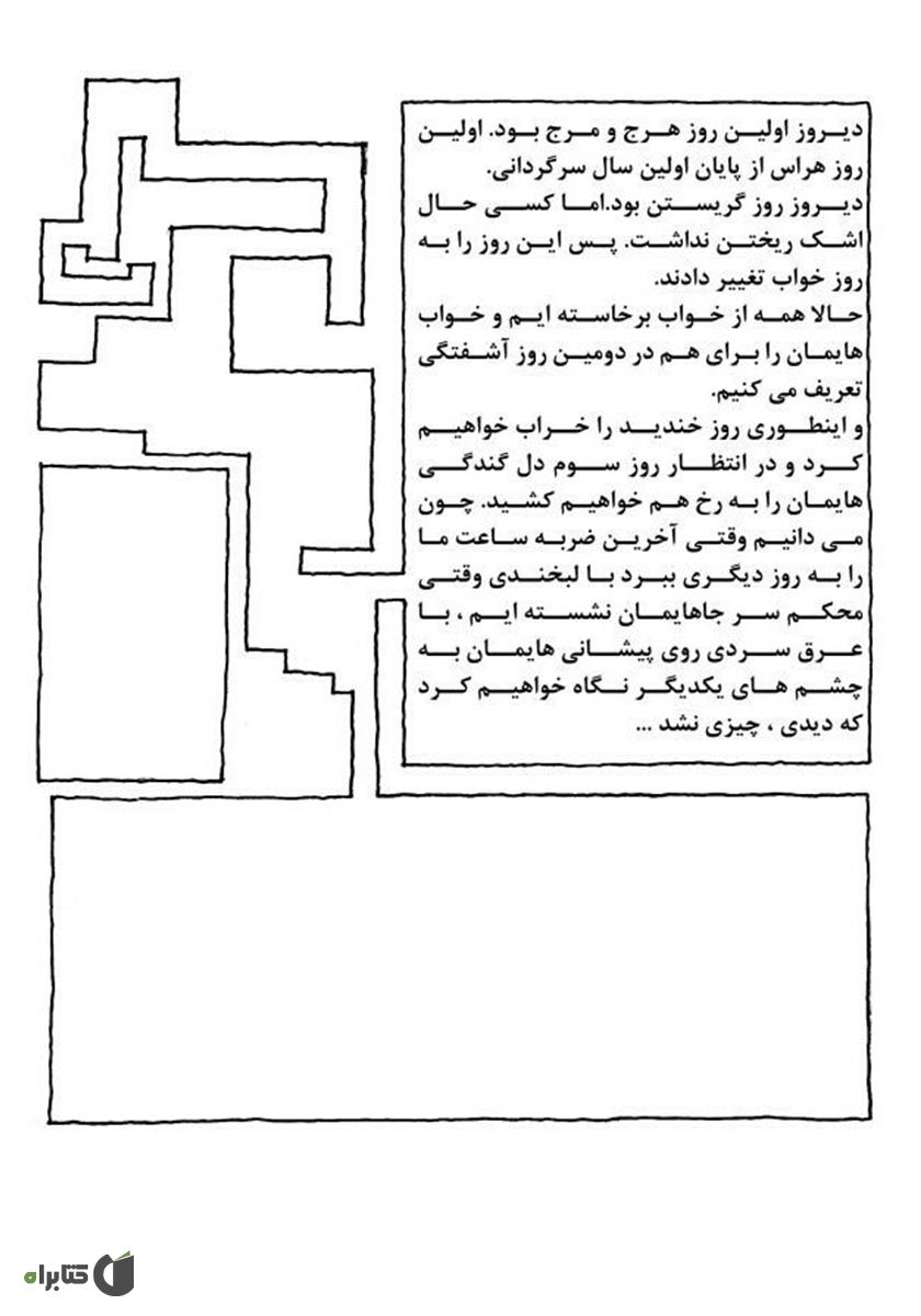 پشت جلد کتاب کتاب در ابرها، داستان بلند یک سرگردانی کوتاه