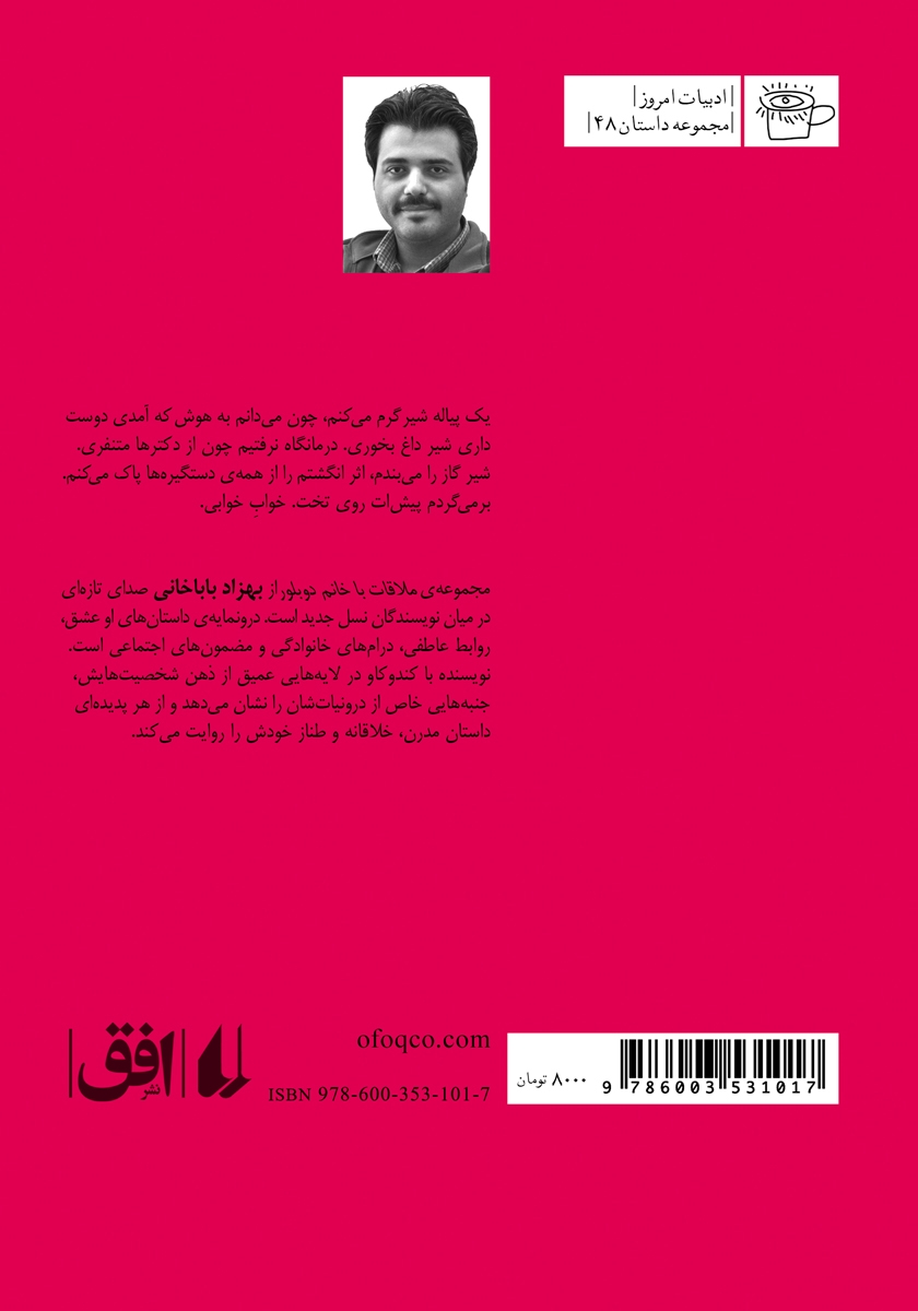 پشت جلد کتاب ملاقات با خانم دوبلور
