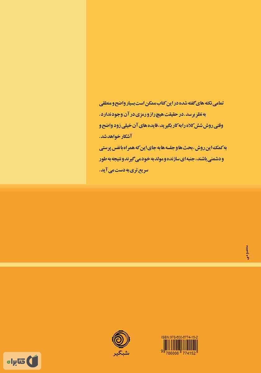 پشت جلد کتاب شش کلاه تفکر
