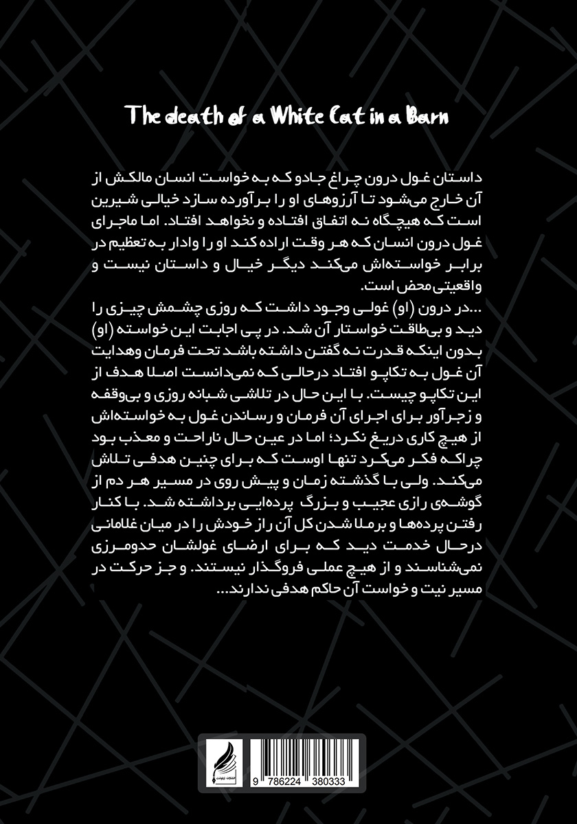 پشت جلد کتاب مرگ گربه سفید در انباری