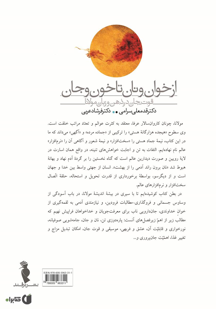 پشت جلد کتاب از خوان و نان تا خون و جان: قوت جان در ذهن و زبان مولانا